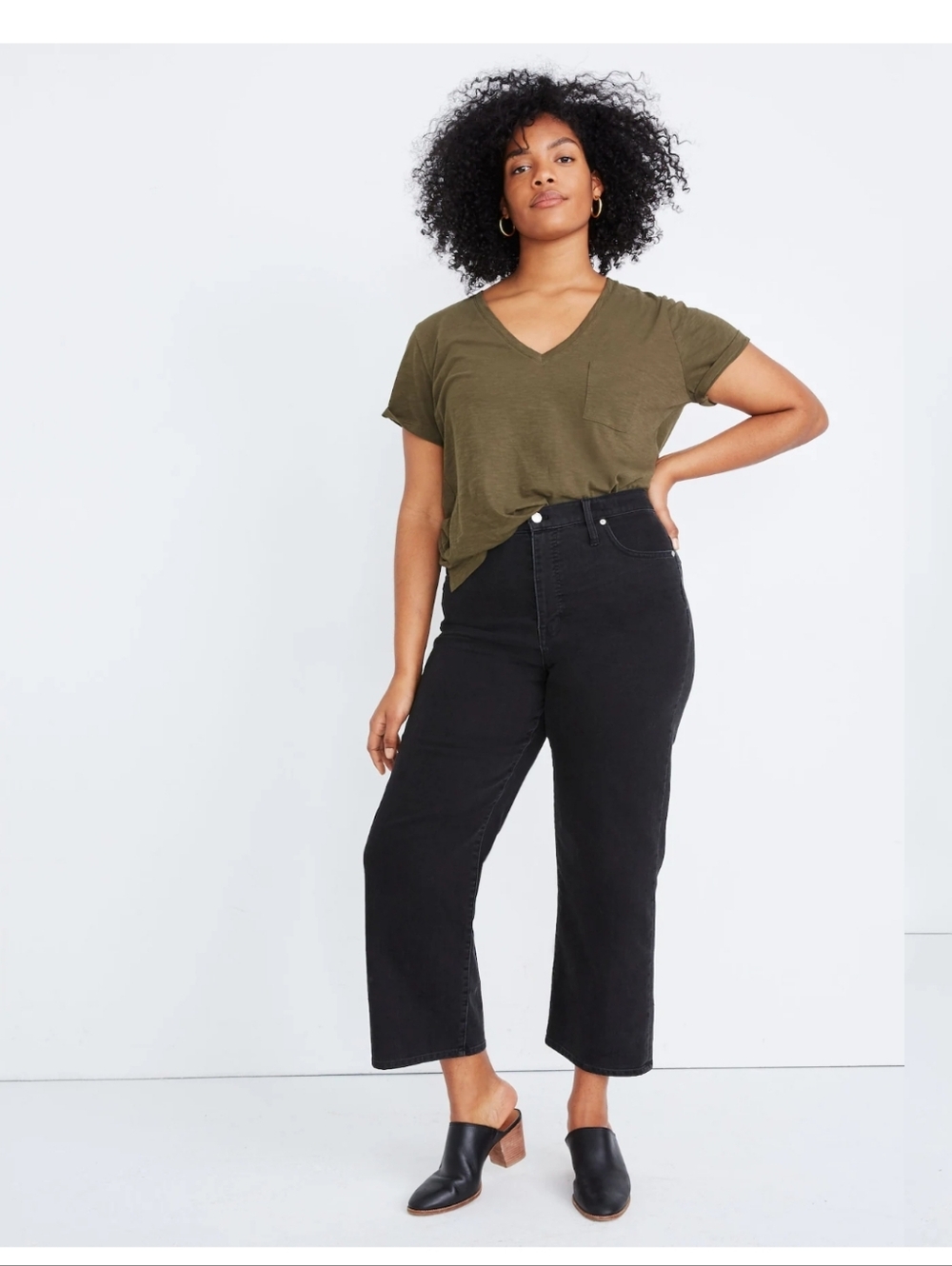 Madewell Black Slim Wide Leg Crop Jean